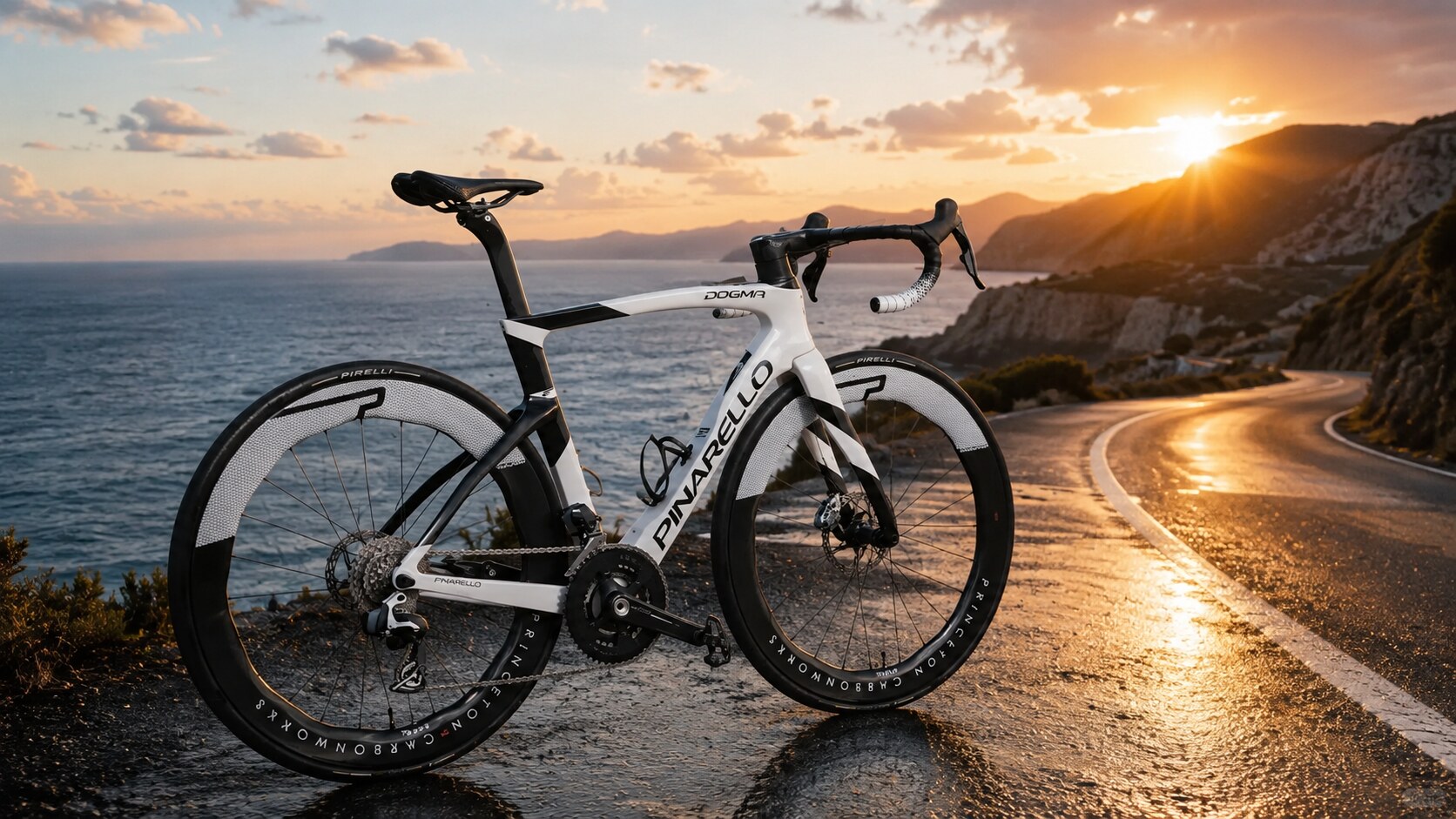 Pinarello Dogma 海岸黄昏公路场景