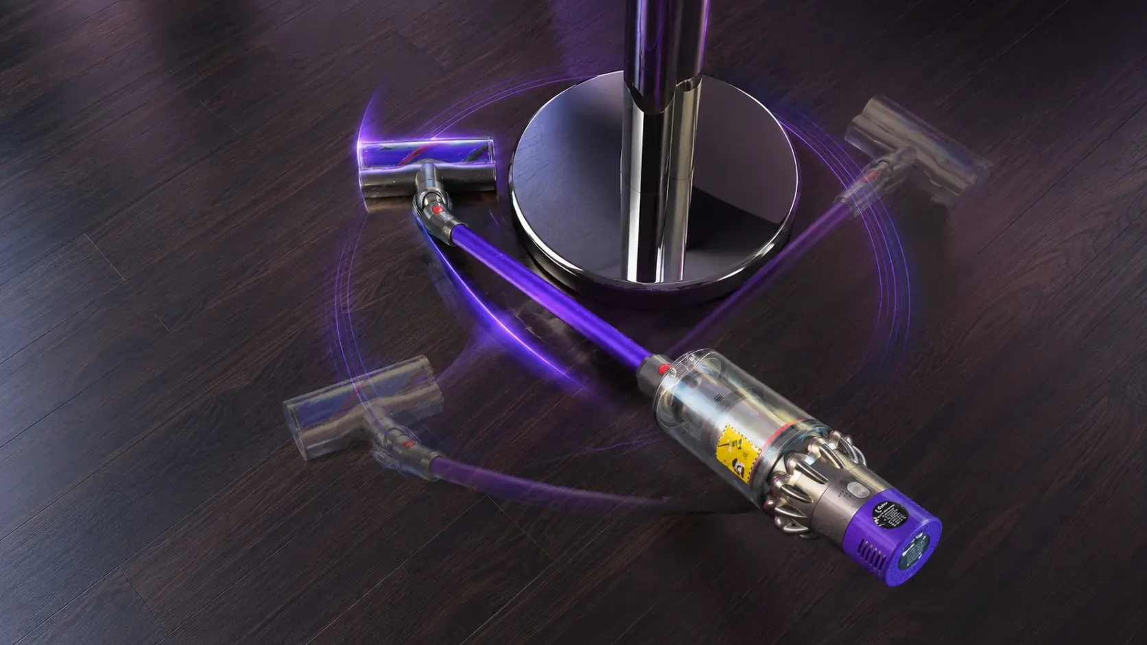 Dyson cordless vacuum steering around furniture
